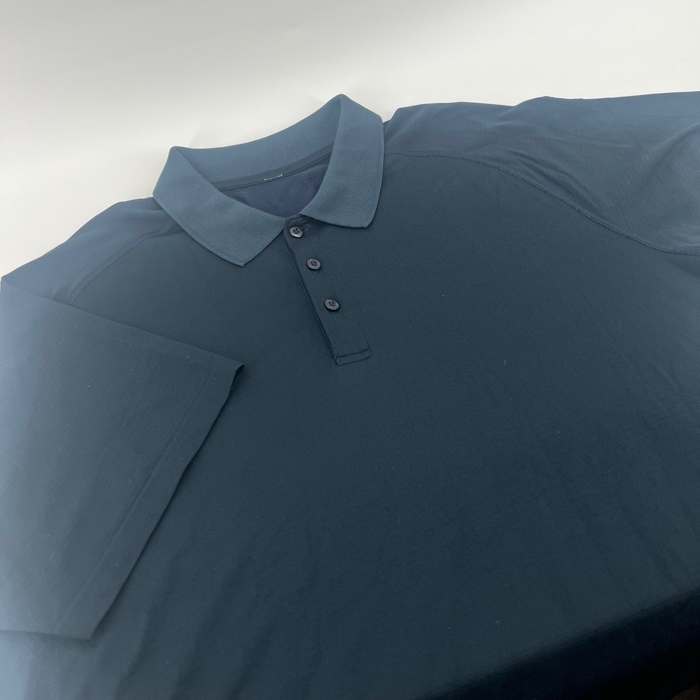 Lululemon Metal Vent Tech Polo Shirt Mens XL Navy Blue Short Sleeve Golf Top